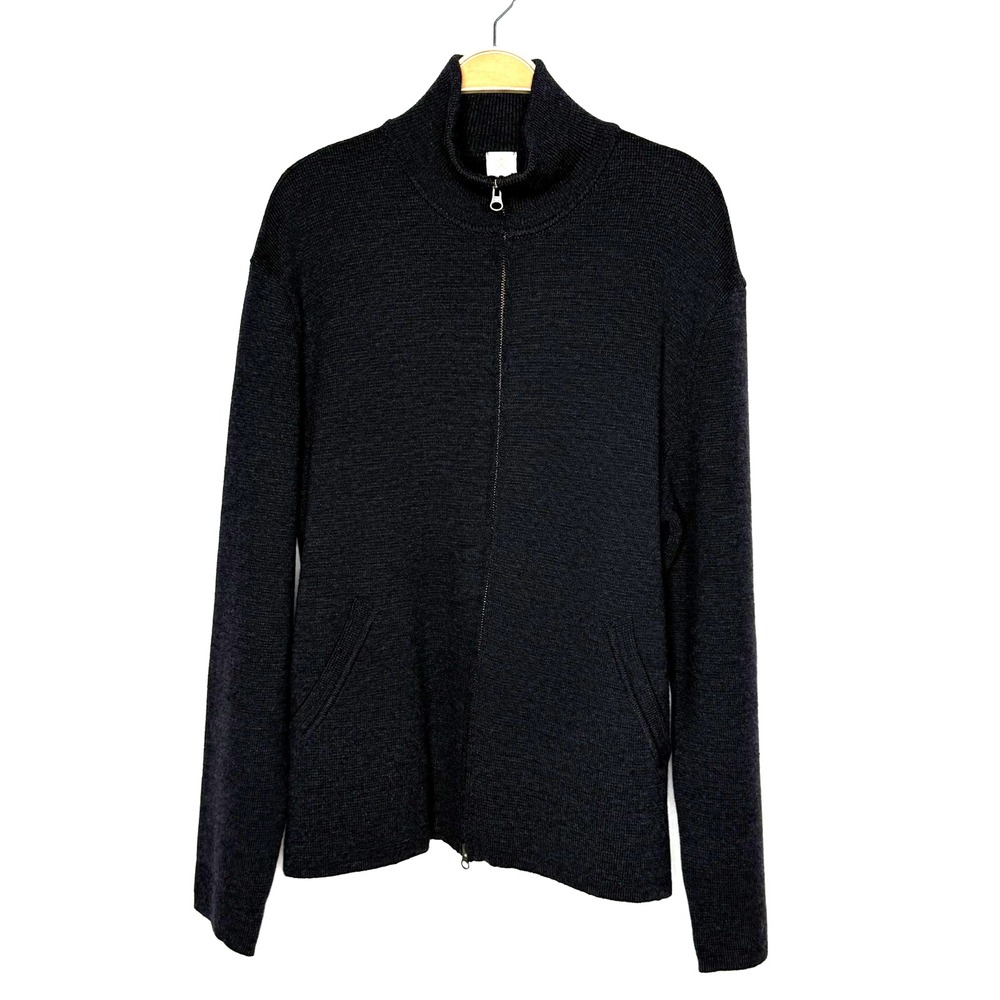 Mac Hay 100% Wool Full Zip Sweater Mens Size XL Gray/Black